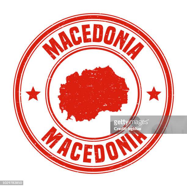 macedonia - red grunge rubber stamp with name and map - macedonia country stock illustrations