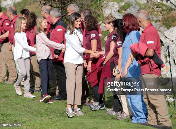 Queen Letizia of Spain, Princess Leonor of Spain and Princess Sofia of Spain attend the Centenary of the creation of the National Park of Covadonga's...