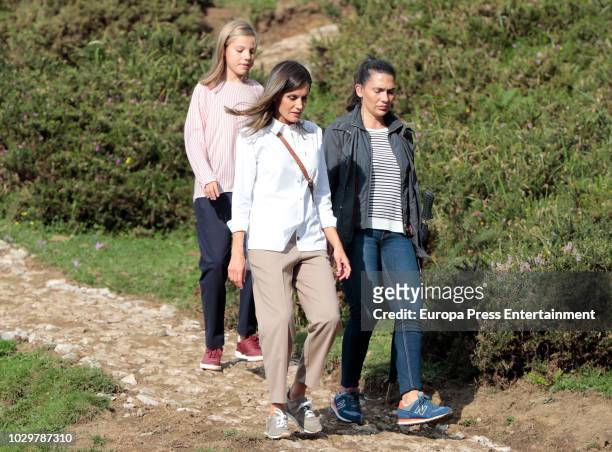 Queen Letizia of Spain and Princess Sofia of Spain attend the Centenary of the creation of the National Park of Covadonga's Mountain and the opening...