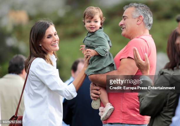 Queen Letizia of Spain attends the Centenary of the creation of the National Park of Covadonga's Mountain and the opening of the Princess of Asturias...