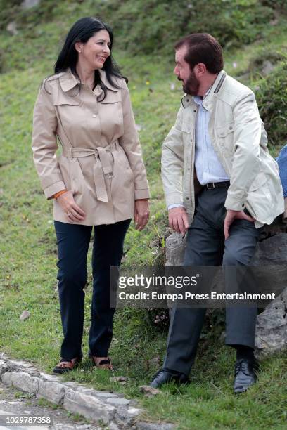 Queen Letizia of Spain's father Jesus Ortiz and his wife Ana Togores attend the Centenary of the creation of the National Park of Covadonga's...