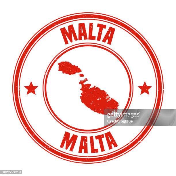 malta - red grunge rubber stamp with name and map - malta stock illustrations