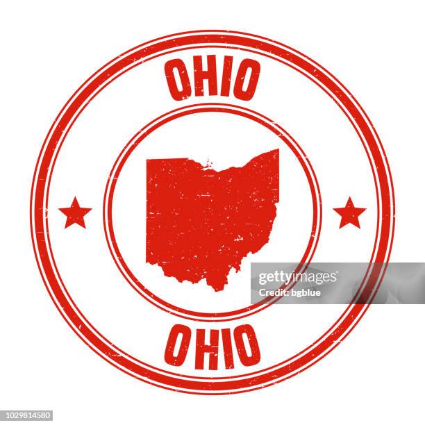 ohio - red grunge rubber stamp with name and map - ohio vector stock illustrations