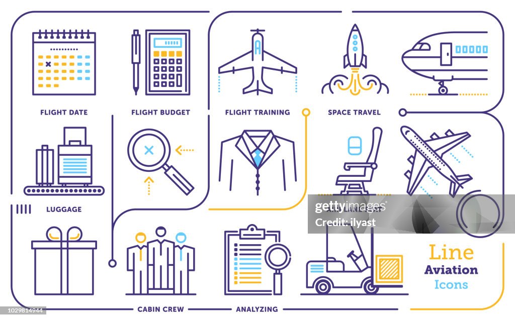 Aviation Line Icon Set