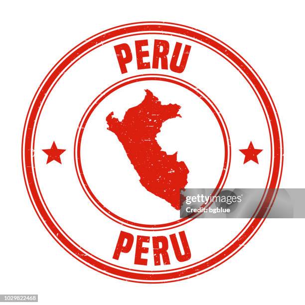 peru - red grunge rubber stamp with name and map - peru stock illustrations