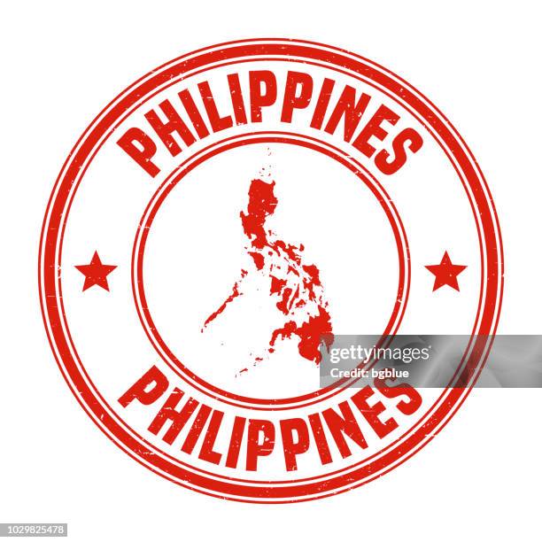 philippines - red grunge rubber stamp with name and map - philippines map vector stock illustrations