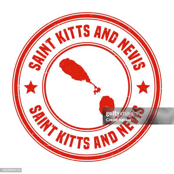 saint kitts and nevis - red grunge rubber stamp - map and name - st kitts stock illustrations
