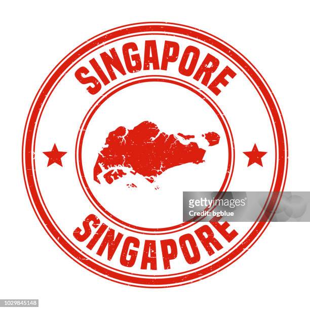 ilustraciones, imágenes clip art, dibujos animados e iconos de stock de singapur - grunge rojo sello con nombre y mapa - península