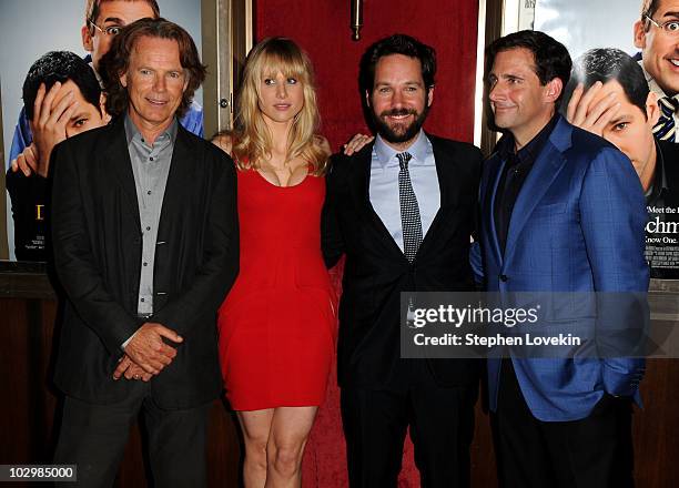 Actors Bruce Greenwood, Lucy Punch, Paul Rudd and Steve Carell attend the "Dinner For Schmucks" premiere at the Ziegfeld Theatre on July 19, 2010 in...