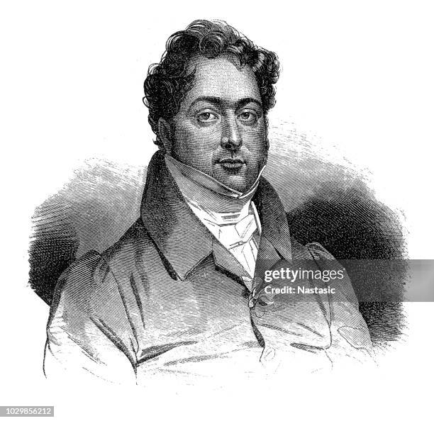 gioachino antonio rossini (1792-1868), italienischer komponist - komponist stock-grafiken, -clipart, -cartoons und -symbole