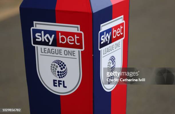 Detail view of the SkyBet League One logo during the Sky Bet League One match between Oxford United and Coventry City at Kassam Stadium on September...