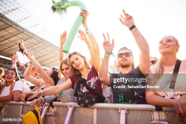 Fans in the front row during Lollapalooza Berlin 2018 at Olympiagelaende on September 9, 2018 in Berlin, Germany.