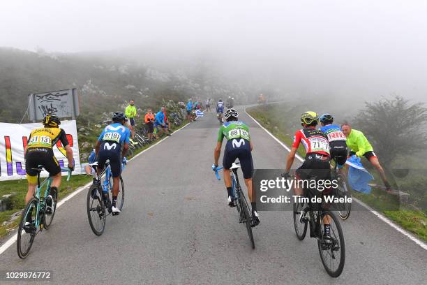 Steven Kruijswijk of The Netherlands and Team LottoNL - Jumbo / Nairo Quintana of Colombia and Movistar Team / Alejandro Valverde of Spain and...