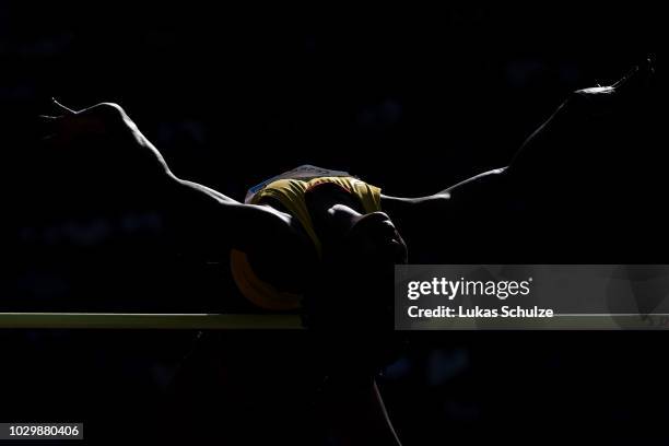 Erika Nonhlanhla Seyama of Team Africa competes in the Womens High Jump during day two of the IAAF Continental Cup at Mestsky Stadium on September 9,...