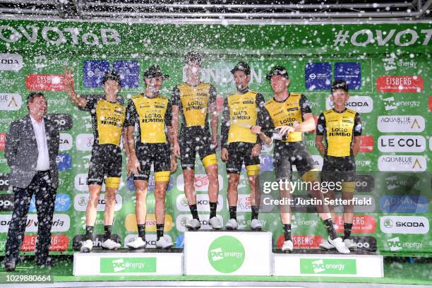 Podium / Primoz Roglic of Slovenia / Koen Bouwman of The Netherlands / Pascal Eenkhoorn of The Netherlands / Jos van Emden of The Netherlands /...