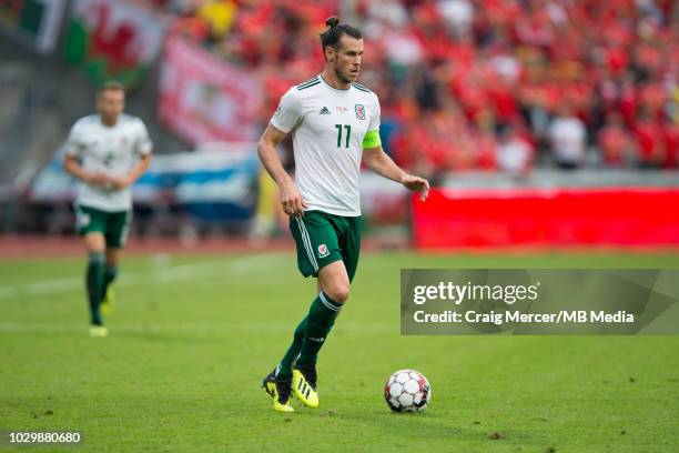 Gareth Bale of Wales in action during the UEFA Nations League B group four match between Denmark and Wales at on September 9, 2018 in Aarhus, Denmark.