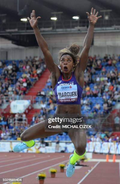 Caterine Ibarguen of Colombia from Team Americas competes during the women's Long Jump competition at the IAAF Continental Cup on September 9, 2018...