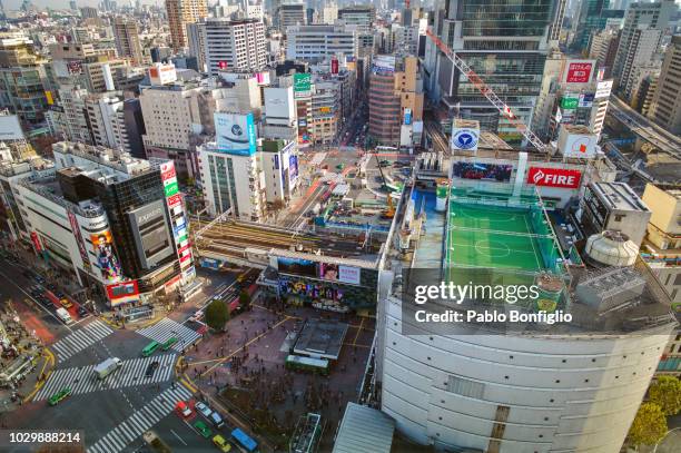 football pitch at shibuya crossing in tokyo, japan - shibuya station stock pictures, royalty-free photos & images