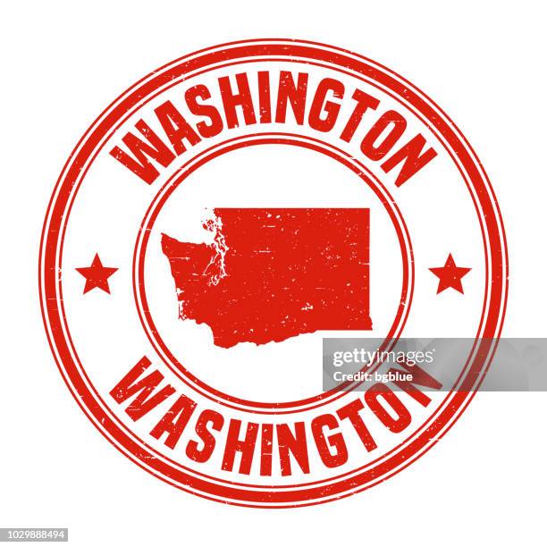 washington - red grunge rubber stamp with name and map - seattle stock illustrations