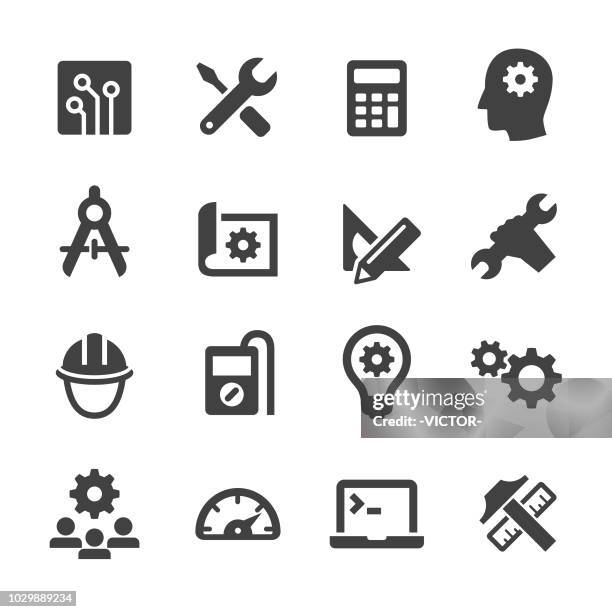 ilustraciones, imágenes clip art, dibujos animados e iconos de stock de engineering icons-serie acme - tools