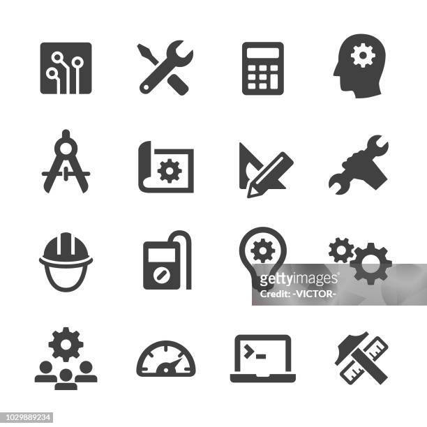 stockillustraties, clipart, cartoons en iconen met engineering icons - acme serie - computer part