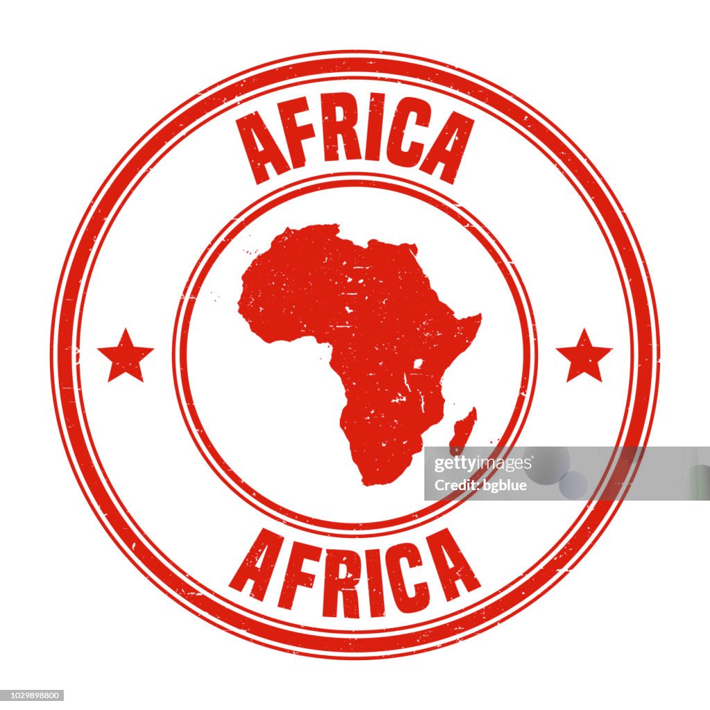 Africa - Timbro di gomma grunge rosso con nome e mappa