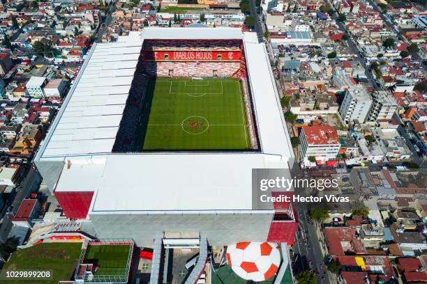 Aerial view of Nemesio Diez Stadium prior the 8th round match between Toluca and Santos Laguna as part of the Torneo Apertura 2018 Liga MX at Nemesio...