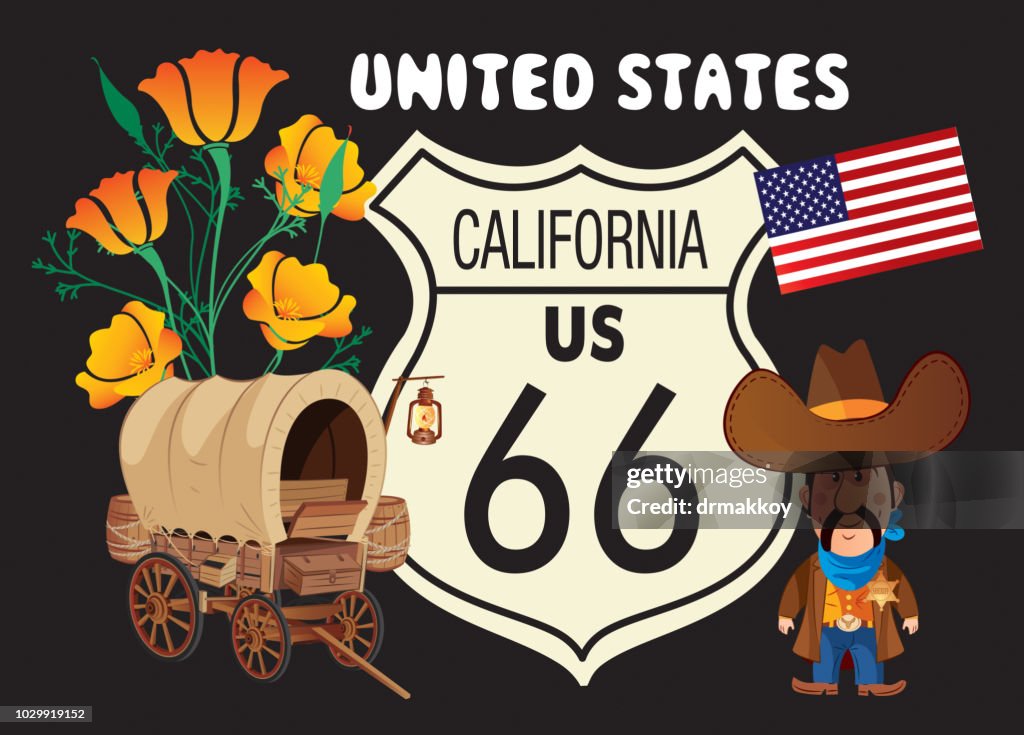 COVERED WAGON AND ROAD 66, CALIFORNIA