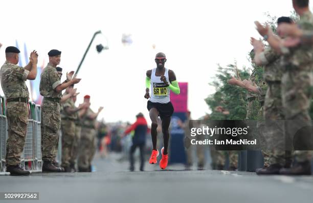 Mo Farah is seen during the Elite Men's Race during The Great North Run on September 9, 2018 in Newcastle upon Tyne, England.
