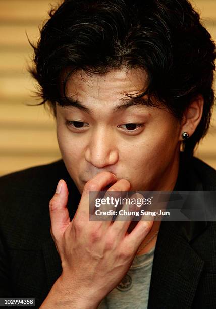 Japanese actor and film director Shun Oguri attends a press conference about his recent film 'Surely Someday' during the Puchon International...