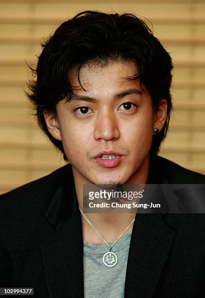 Japanese actor and film director Shun Oguri attends a press conference about his recent film 'Surely Someday' during the Puchon International...