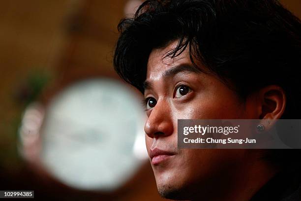 Japanese actor and film director Shun Oguri attends a press conference about his recent film 'Surely Someday' during the Puchon International...