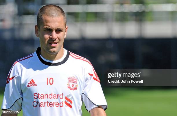 Liverppol FC new signing Joe Cole during a training session at the club's pre-season Swiss Training Camp on July 20, 2010 in Bad Ragaz, Switzerland.