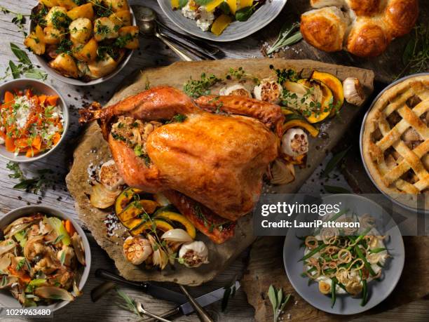 roast turkey dinner - christmas mince pies stock pictures, royalty-free photos & images