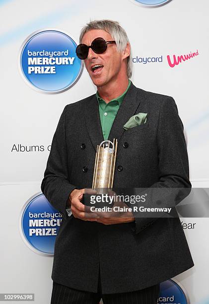 Musician Paul Weller attends the photocall for the Barclaycard Mercury Prize Nominations Announcement at The Hospital on July 20, 2010 in London,...