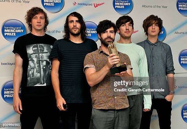 Walter Gervers, Jimmy Smith, Yannis Philippakis, Edwin Congreave and Jack Bevan of Foals arrive at the Barclaycard Mercury Prize Nominations...