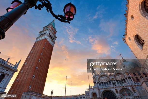 venice, piazza san marco, campanile - campanile venice stock pictures, royalty-free photos & images