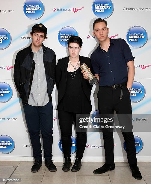 Jamie Smith, Romy Madley Croft and Oliver Sim of The XX attend the photocall for the Barclaycard Mercury Prize Nominations Announcement at The...