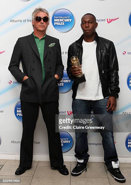Musicians Paul Weller and Dizzy Rascal attend the photocall for the Barclaycard Mercury Prize Nominations Announcement at The Hospital on July 20,...