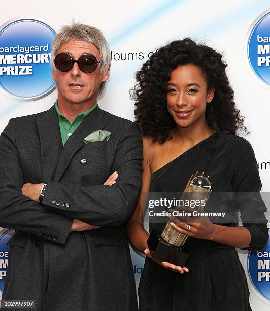 Musicians Paul Weller and Corinne Bailey Rae attend the photocall for the Barclaycard Mercury Prize Nominations Announcement at The Hospital on July...