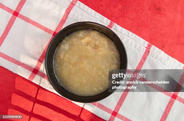 bowl of applesauce - homemade apple sauce stock pictures, royalty-free photos & images