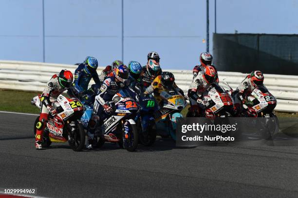 Japanese driver Tatsuki Suzuki of Team SIC58 Squadra Corse, 21 Italian driver Fabio Di Giannantonio of Team Del Conca Gresini, 19 Argentine driver...