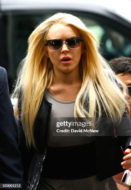 Actress Lindsay Lohan arrives at the Beverly Hills Courthouse to surrender to serve her 90 day jail sentence on July 20, 2010 in Beverly Hills,...