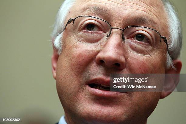 Interior Secretary Ken Salazar testifies before the House Energy and Commerce Committee and Energy and Environment Subcommittee's joint hearing July...