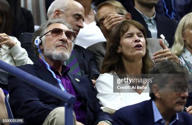 Judd Hirsch looks on during the men's Singles finals match between Novak Djokovic of Serbia and Juan Martin del Potro of Argentina on Day Fourteen of...