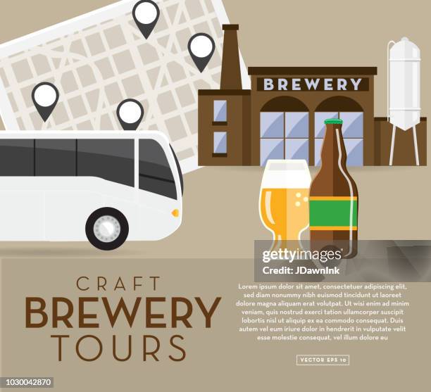 craft brewery tour banner design template with placement text - distillery still stock illustrations