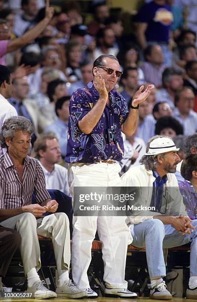 Finals: Celebrity actor Jack Nicholson courtside during Game 2 between Los Angeles Lakers and Boston Celtics. Inglewood, CA 6/2/1987 CREDIT: Richard...