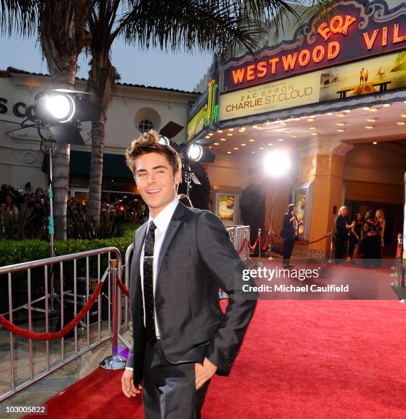 Actor Zac Efron arrives at the premiere of Universal Pictures' "Charlie St. Cloud" held at the Regency Village Theatre on July 20, 2010 in Westwood,...