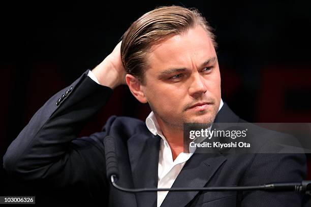 Actor Leonardo DiCaprio attends the 'Inception' press conference at the Ritz-Carlton Tokyo on July 21, 2010 in Tokyo, Japan. The film will open in...