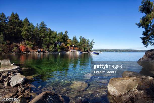 strand van southey punt, salt spring island, bc, canada - salt spring island stockfoto's en -beelden